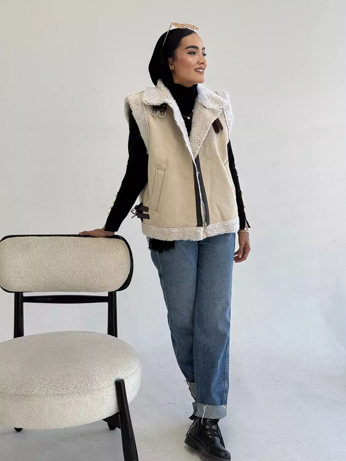 No Sleeves Fur Jacket