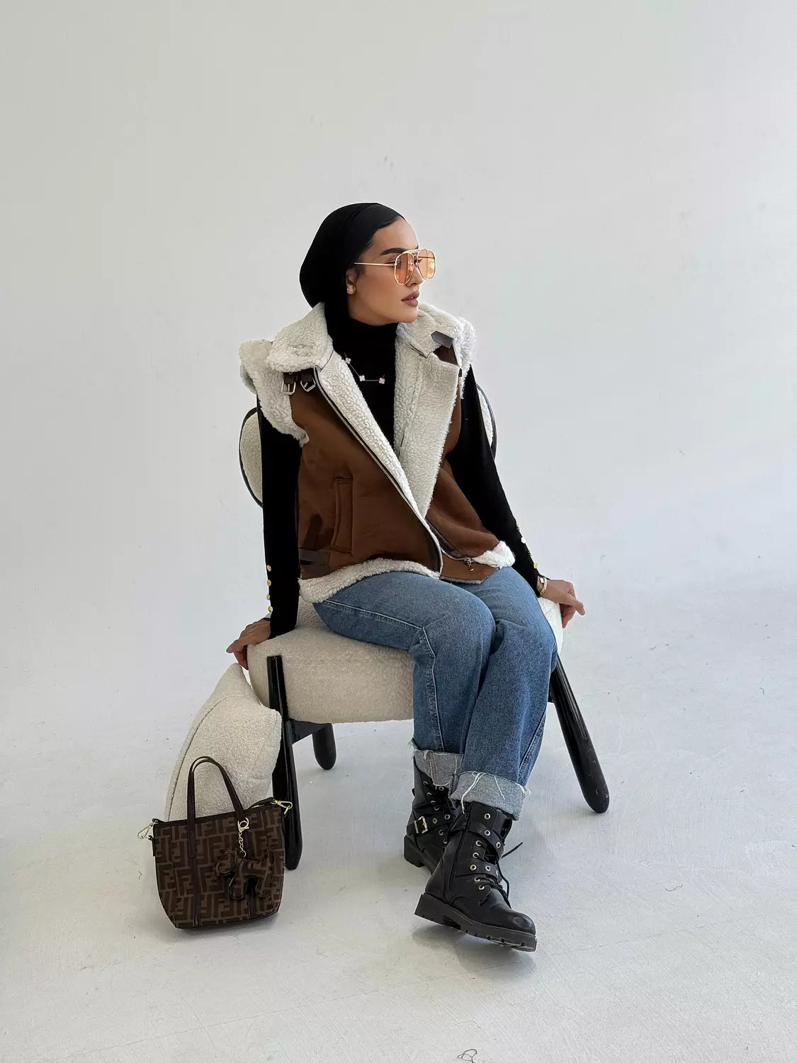 No Sleeves Fur Jacket